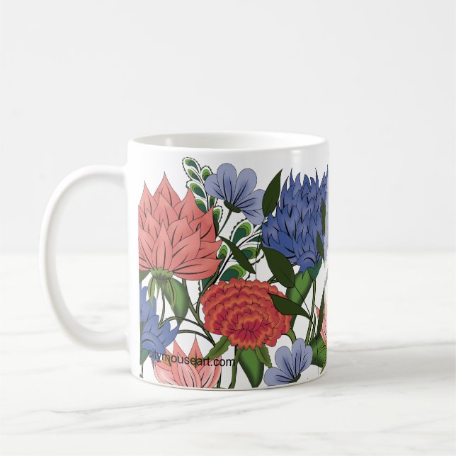 Personalized Indian Floral Coffee Mug (Left)