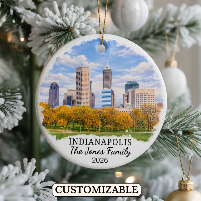 Personalized Indianapolis Ornament, Custom Indiana Ceramic Ornament (Creator Uploaded)