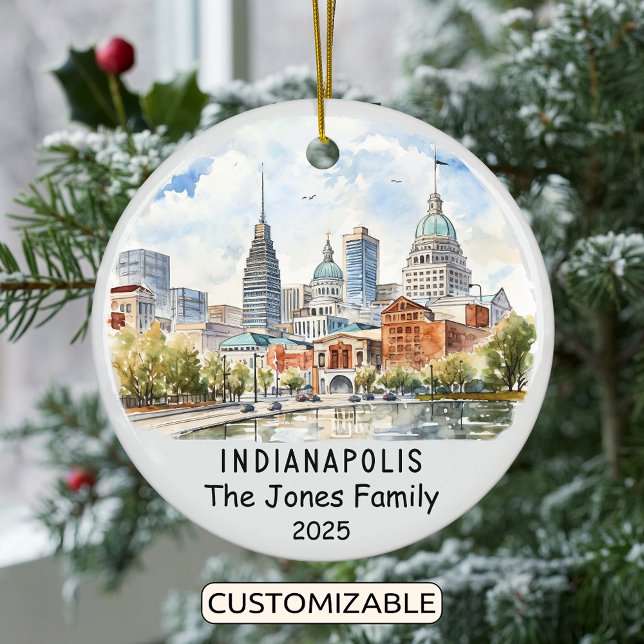 Personalized Indianapolis Ornament, Indiana Ceramic Ornament (Creator Uploaded)