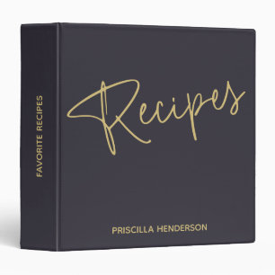 Personalized Indigo Gold Recipe Book Journal 3 Ring Binder