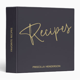 Personalized Indigo Gold Recipe Book Journal 3 Ring Binder