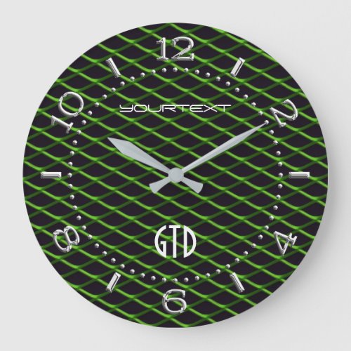 Personalized Industrial Automotive Textures Green Large Clock