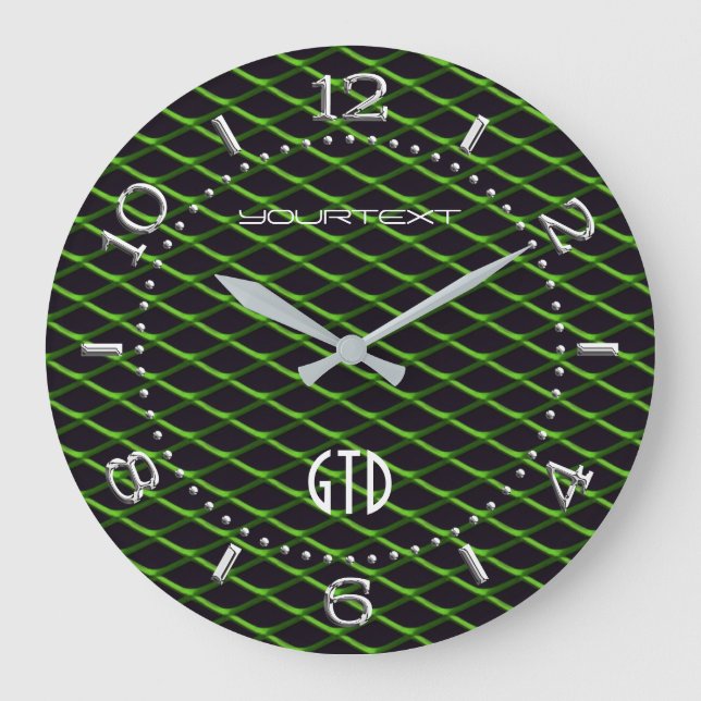 Personalized Industrial Automotive Textures Green Large Clock (Front)