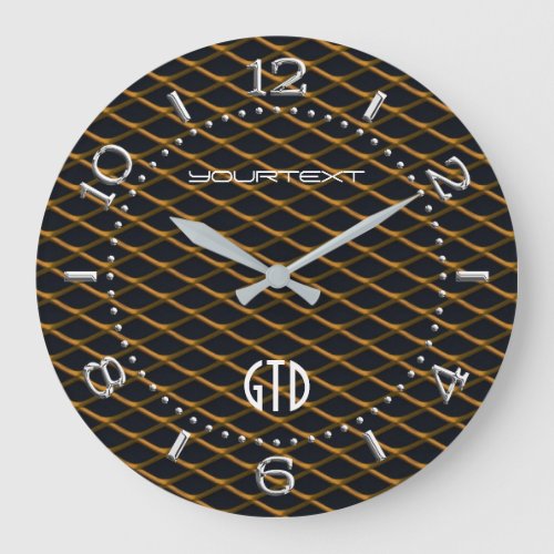 Personalized Industrial Automotive Textures Orange Large Clock