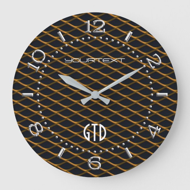 Personalized Industrial Automotive Textures Orange Large Clock (Front)