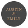 Personalized Industrial Black and Gold Wedding Classic Round Sticker