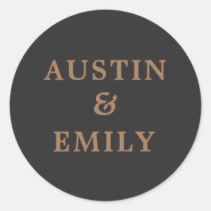 Personalized Industrial Black and Gold Wedding Classic Round Sticker
