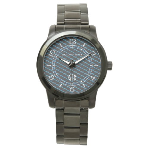 Personalized Industrial Mesh Blue Pearl Metallic Watch