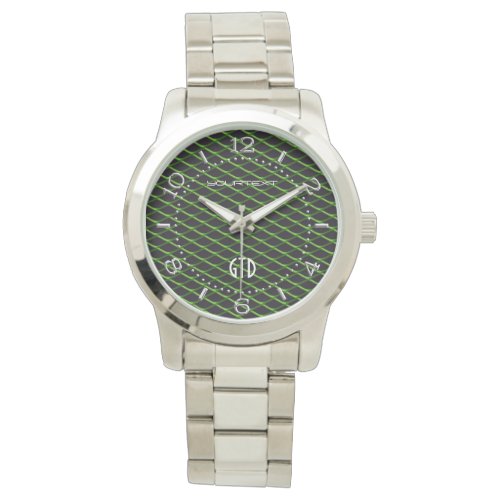 Personalized Industrial Mesh Green Pearl Metallic Watch