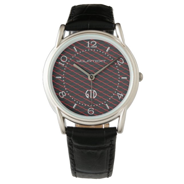 Personalized Industrial Steel Mesh Pearl Metalic Watch (Front)