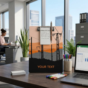 Personalized Industrial Sunset Power Lines Clipboard
