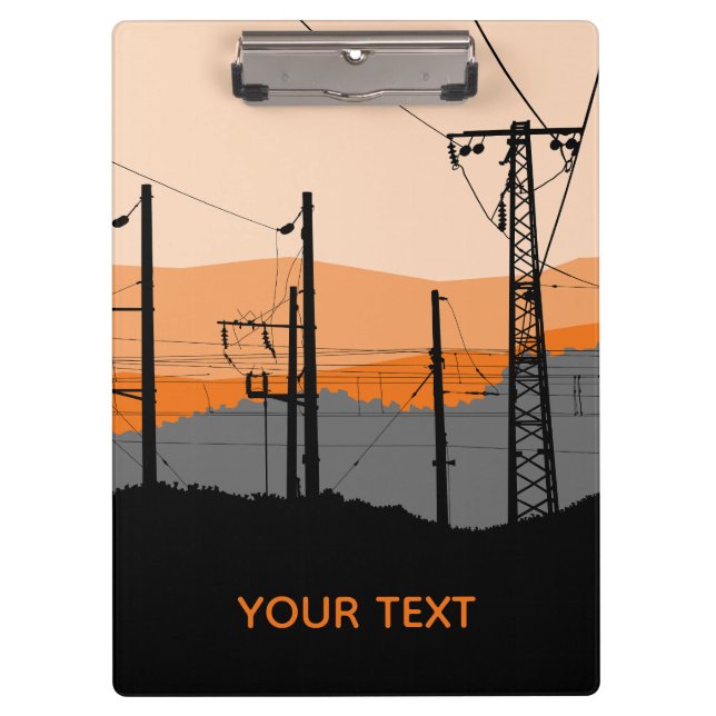 Personalized Industrial Sunset Power Lines Clipboard (Front)