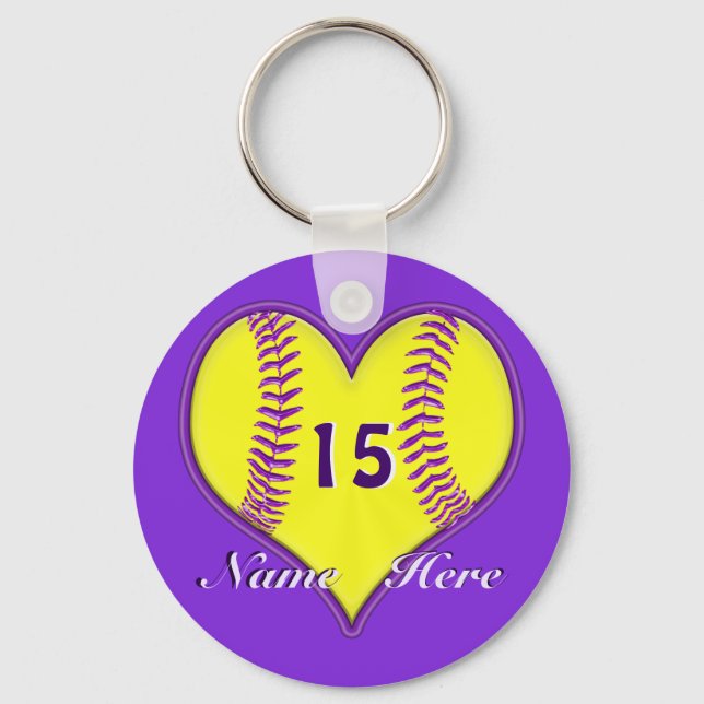 PERSONALIZED Inexpensive Softball Team Gifts Keychain (Front)