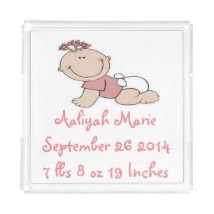 Personalized Infant Vanity Tray/Baby Girl Acrylic Tray