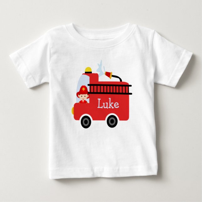 Personalized Infants Fire Engine T-Shirt (Front)