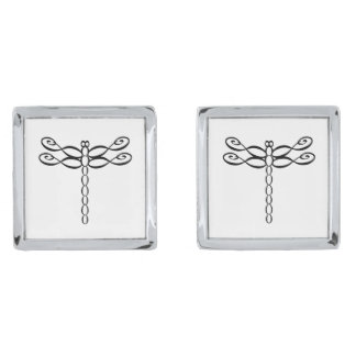 Personalized Infinity Dragonfly black design Cufflinks