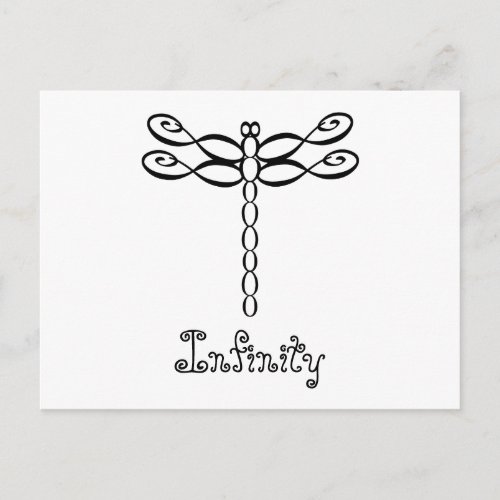 Personalized Infinity Dragonfly black design Postcard