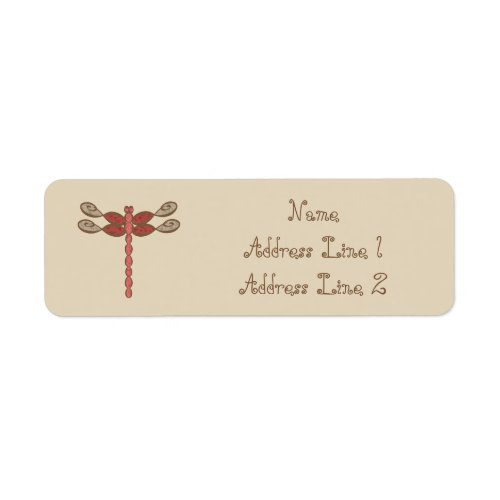 Personalized Infinity Dragonfly red design Label