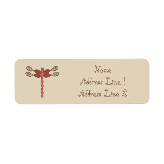 Personalized Infinity Dragonfly red design Label (Front)