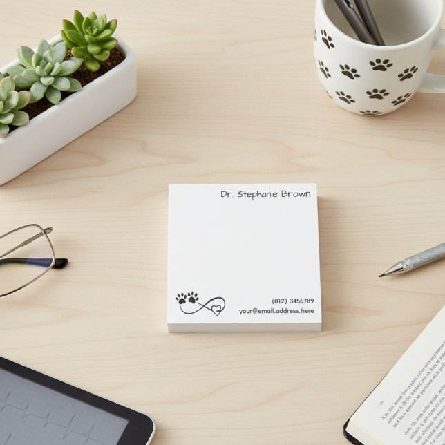 Personalized Infinity Heart and Paws Notes (Professional & personal - charming Post-it Notes to share notes with pet-loving flair! 🐾❤️)