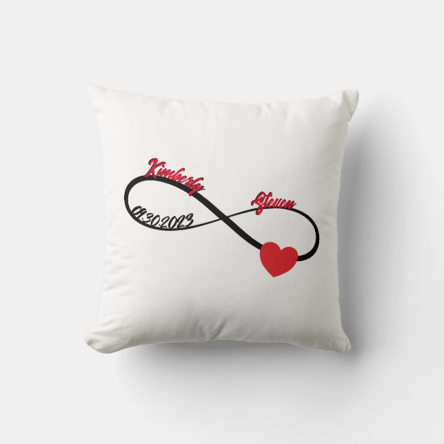Personalized Infinity With Heart Throw Pillow (Front)