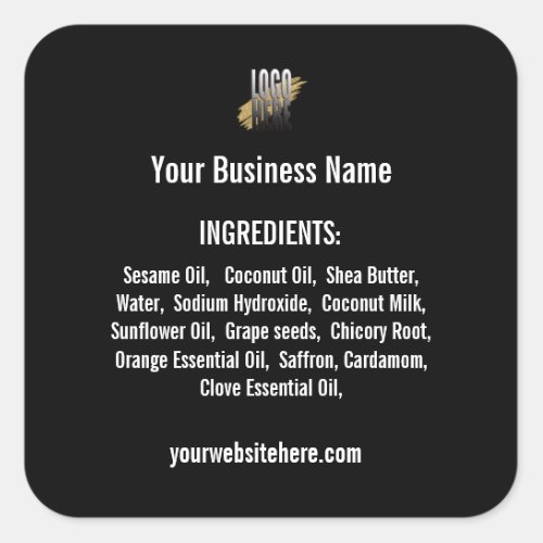 Personalized  ingredient list with logo black square sticker