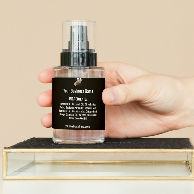 Personalized  ingredient list with logo black square sticker (Creator Uploaded)