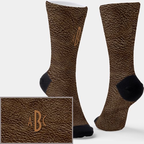 Personalized Initial Alphabet Letters Faux Leather Socks