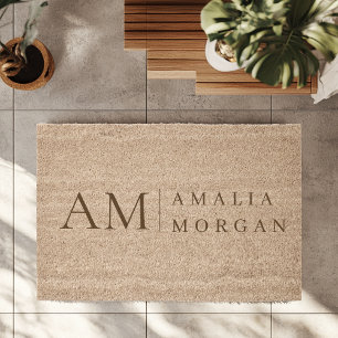 Personalized Initial and Name    Custom Welcome Fiber Doormat