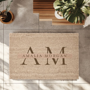 Personalized Initial and Name   Custom Welcome Fiber Doormat