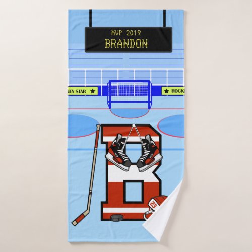Personalized Initial B Ice Hockey Bath Towel Set