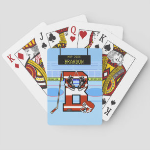 Personalized Initial B Ice Hockey Poker Cards