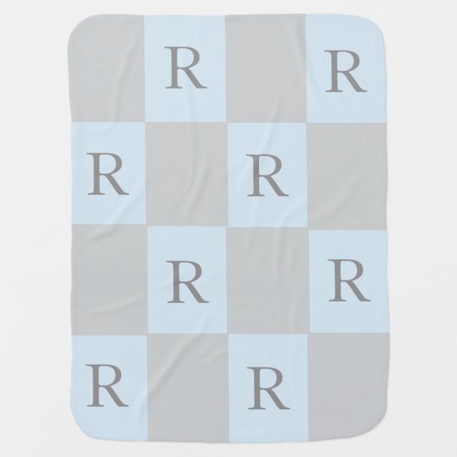 Personalized Initial Baby blanket Blue (Front)
