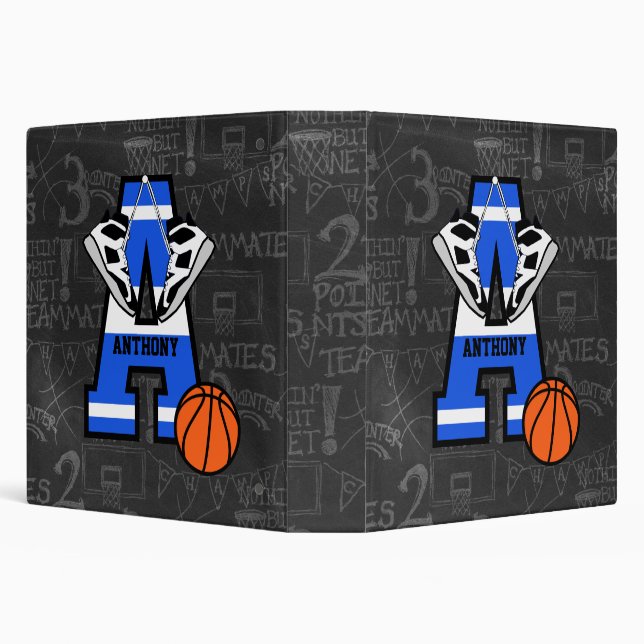 Personalized Initial Basketball 3 Ring Binder (Background)