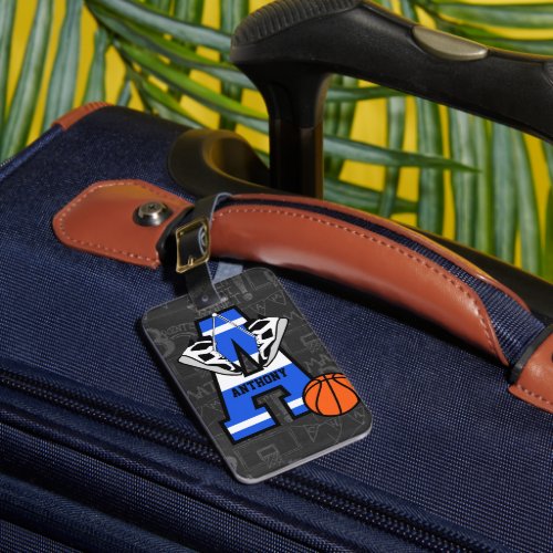 Personalized Initial Basketball Luggage Tag