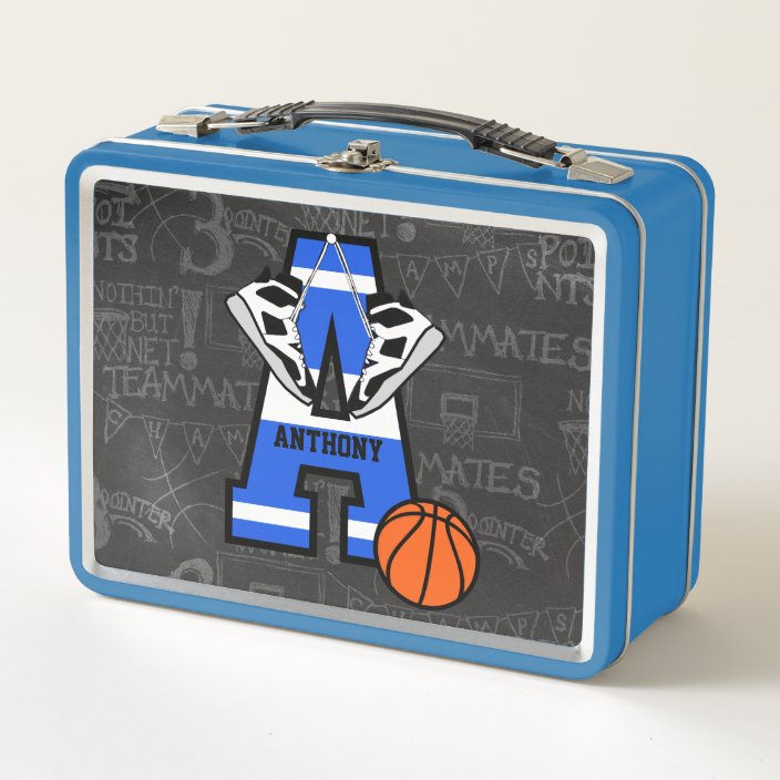 Personalized Initial Basketball Metal Lunch Box