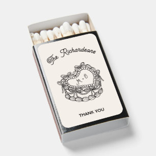 Personalized Initial Bride & Groom Cake Thank You Matchboxes