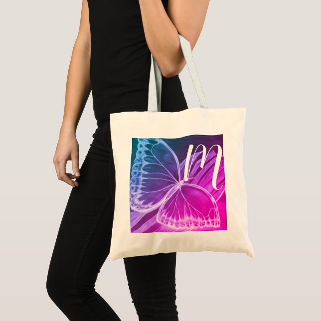 Personalized Initial Butterfly Shopper Tote Bag (Front (Product))