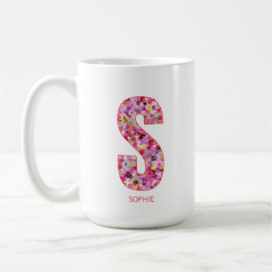 Personalized Initial Floral Letter S Monogram Coffee Mug