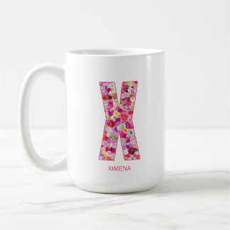 Personalized Initial | Floral Letter X Monogram Coffee Mug