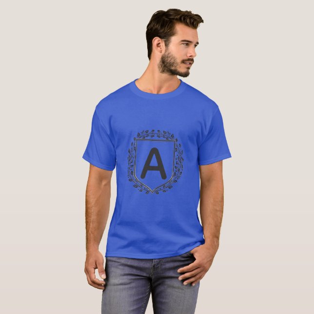 Personalized Initial Floral Shield Monogram T-Shir T-Shirt (Front Full)