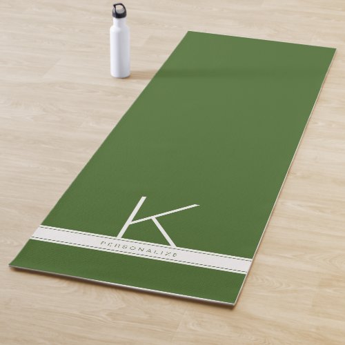 Personalized Initial Green White Modern Simple Yoga Mat