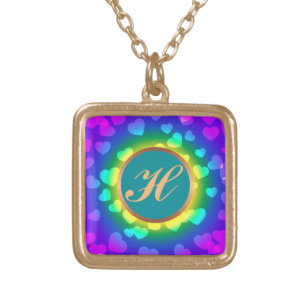 Personalized Initial "H" Heart Sparkle Gold Plated Necklace