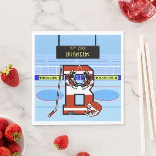 Personalized Initial Ice Hockey letter B Napkins