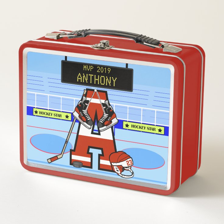 Personalized Initial Ice Hockey Metal Lunch Box Zazzle