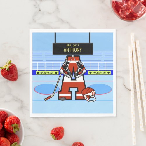 Personalized Initial Ice Hockey Napkins