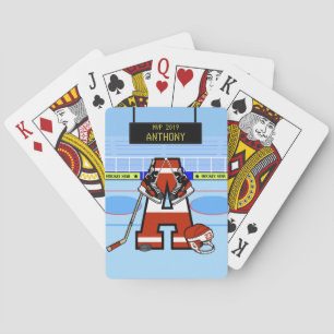 Personalized Initial Ice Hockey Poker Cards