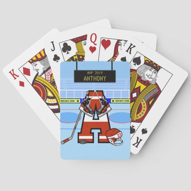 Personalized Initial Ice Hockey Poker Cards (Back)