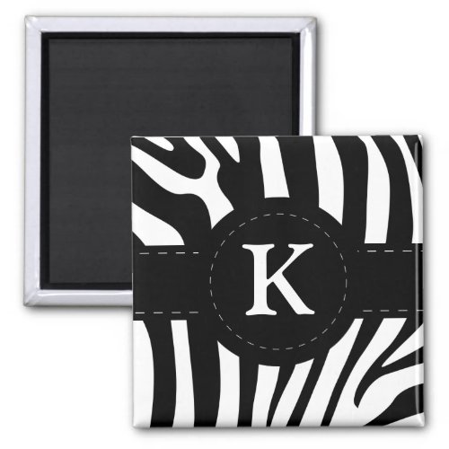 Personalized initial K zebra stripes magnet