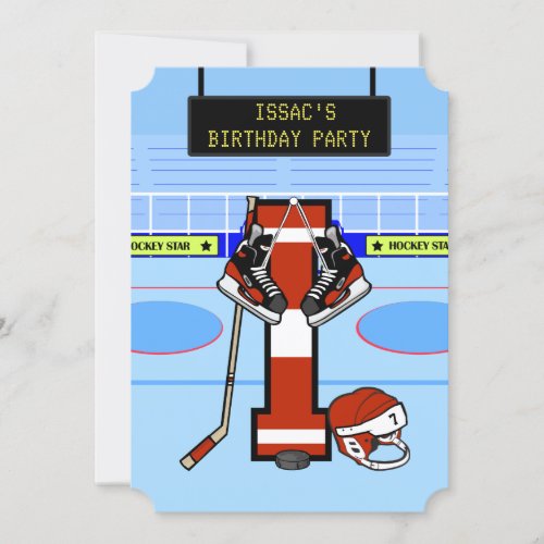 Personalized Initial letter I Ice Hockey Invitation